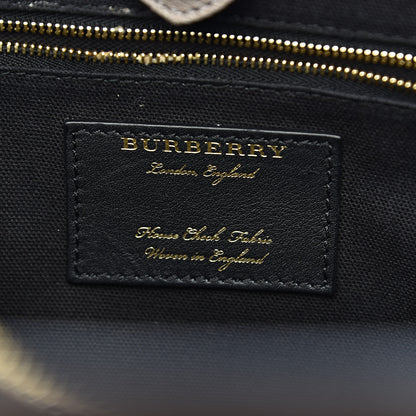 Burberry Grainy Calfskin House Check Large Banner Tote Thistle Grey 6 of 16