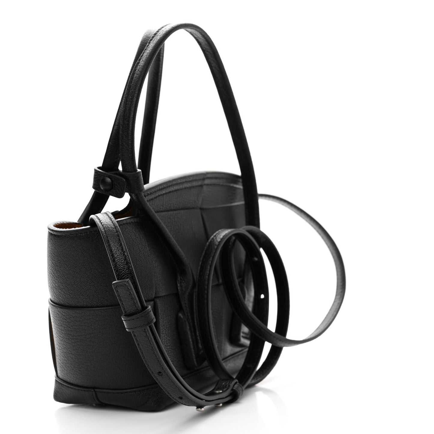Grained Calfskin Mini Maxi Intrecciato Arco 33 Black