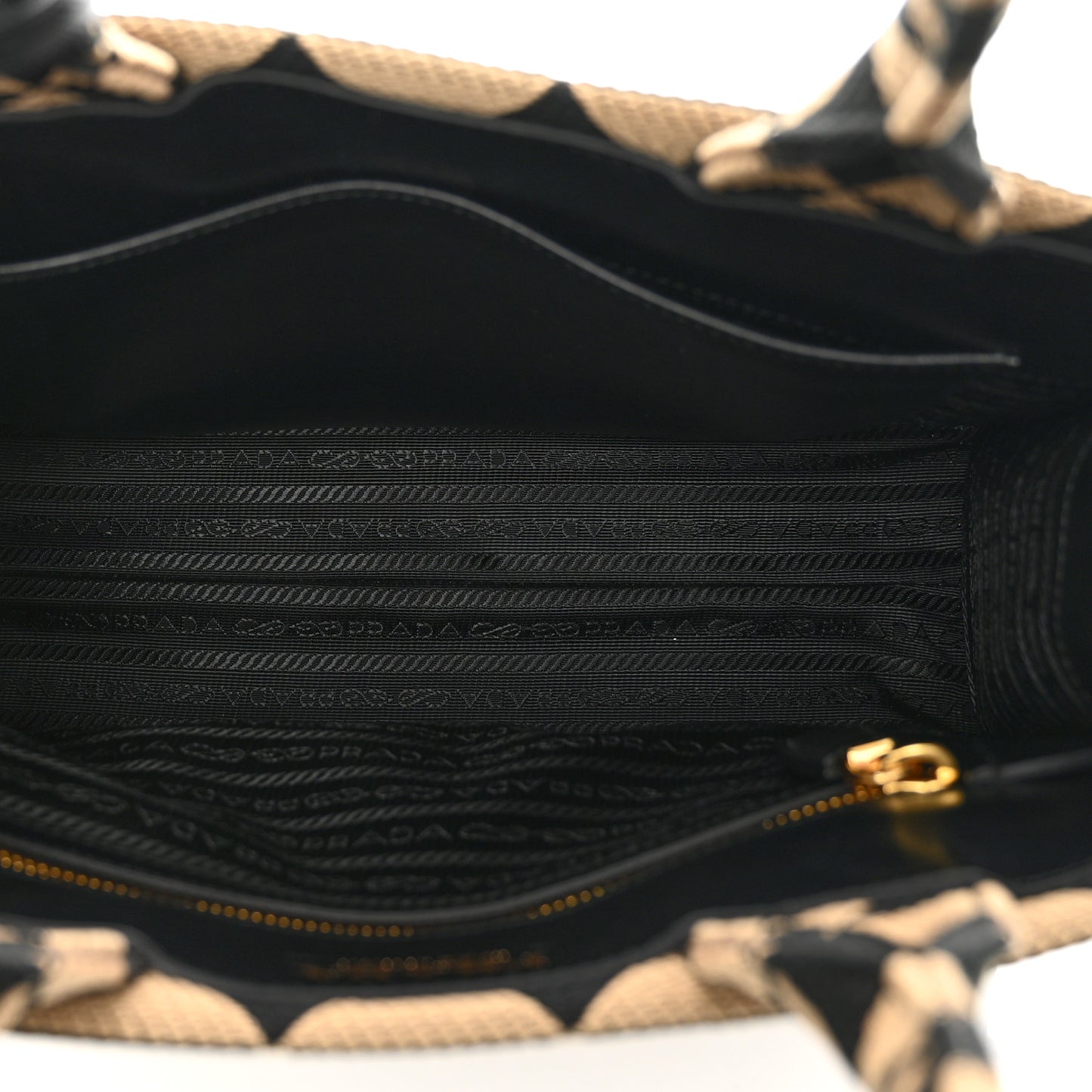 Jacquard Saffiano Triangolo Symbole Embroidered Small Tote Black Corda
