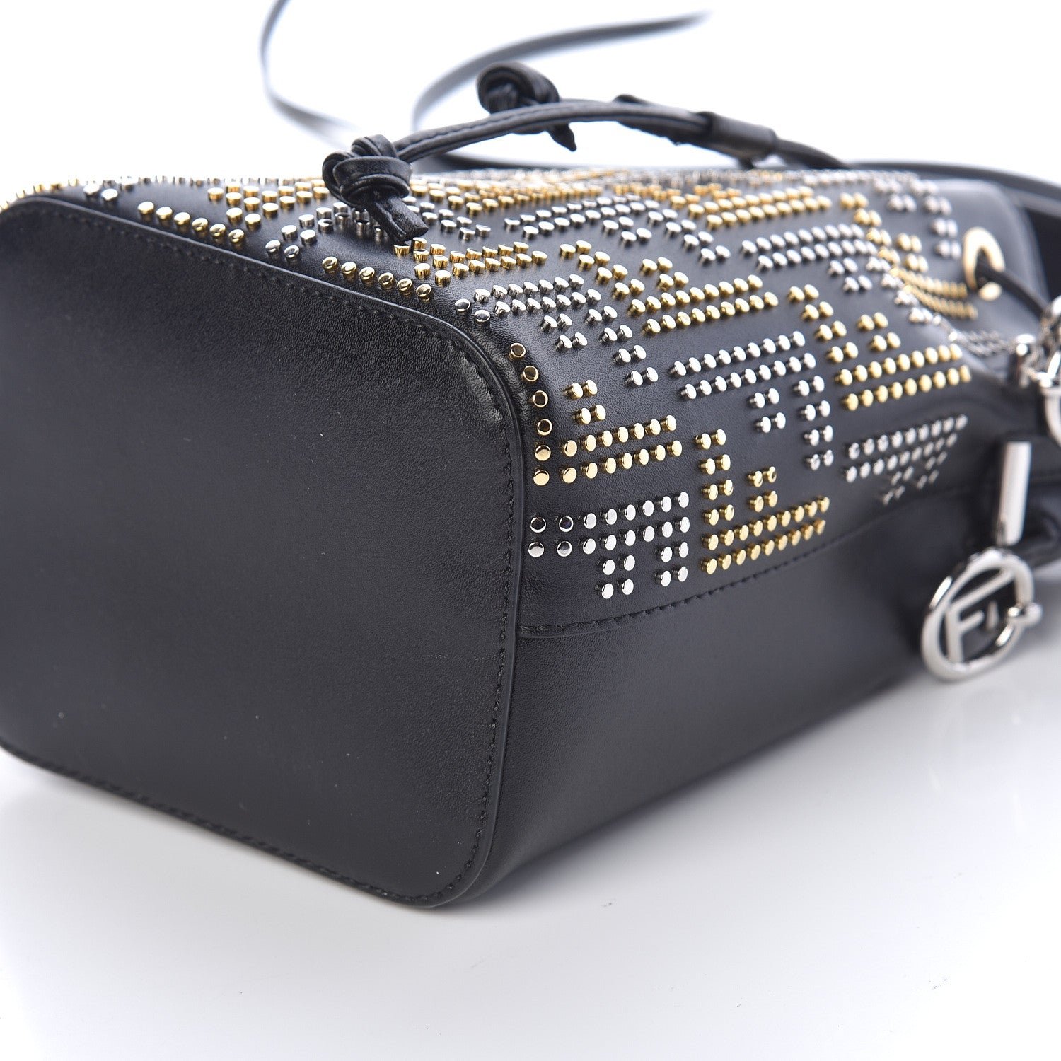 Fendi Vitello Liberty F is Fendi FF Studded Mini Mon Tresor Bucket Bag Black 9 of 9