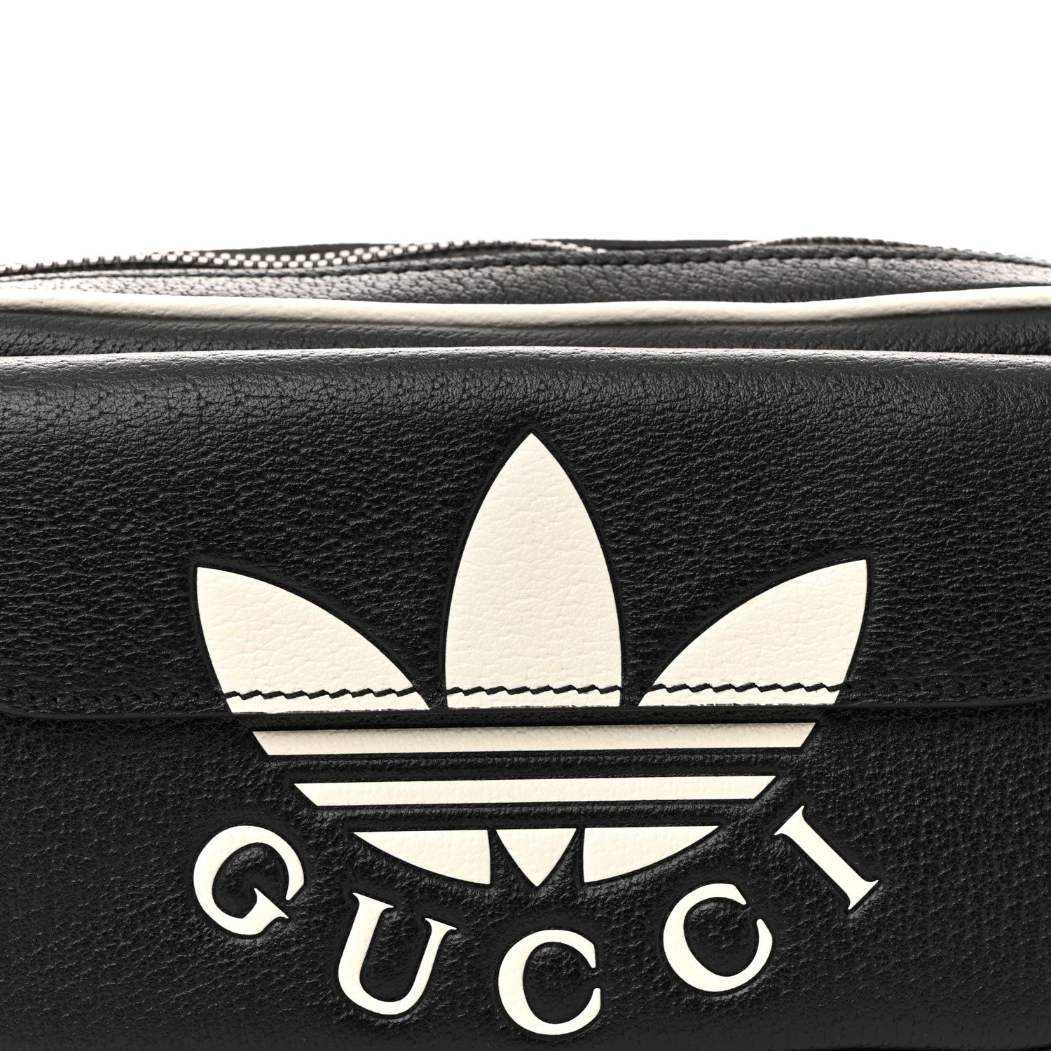 Gucci X ADIDAS Textured Dollar Calfskin Belt Bag Black 8 of 10