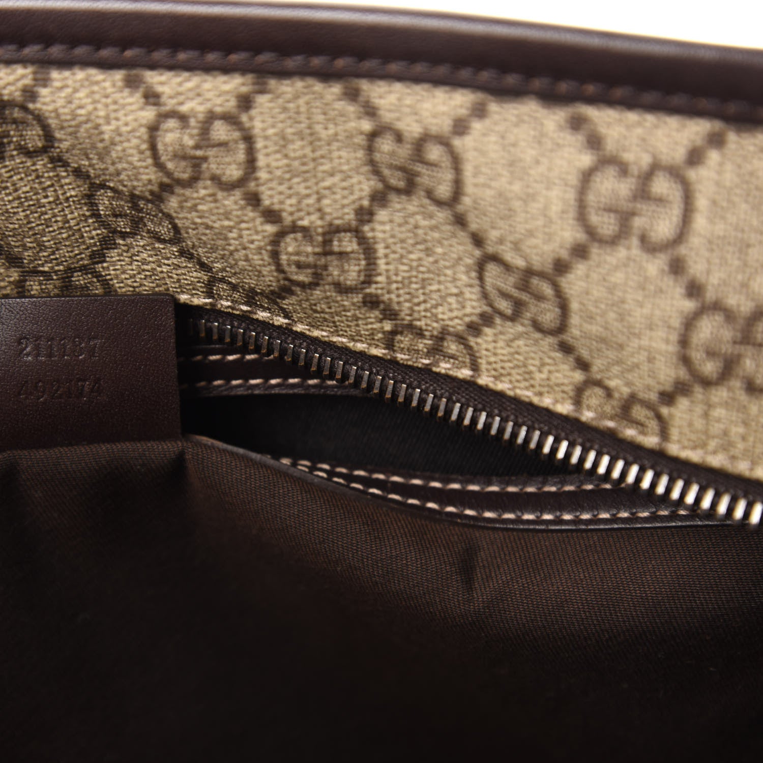 Gucci GG Supreme Monogram Medium Zippered Shopping Tote Dark Brown 9 of 13