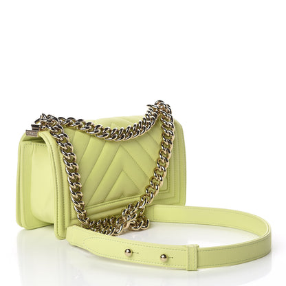 Chanel Calfskin Chevron Quilted Small Boy Flap Light Green 3 of 11