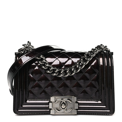 Chanel Patent Calfskin Quilted Small Boy Flap Burgundy 1 of 11