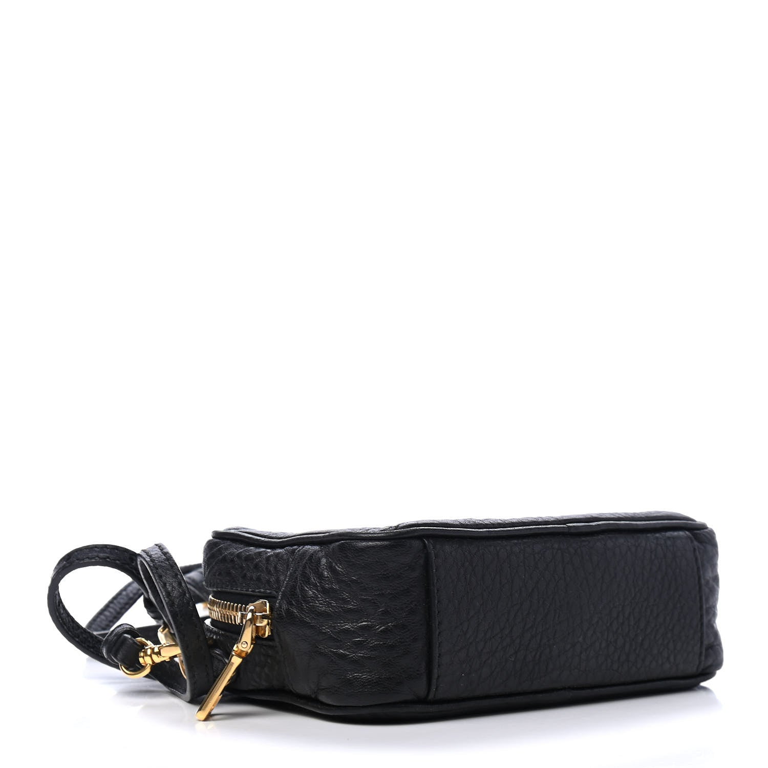 Prada Pebbled Calfskin Pochette Bag Black 3 of 4