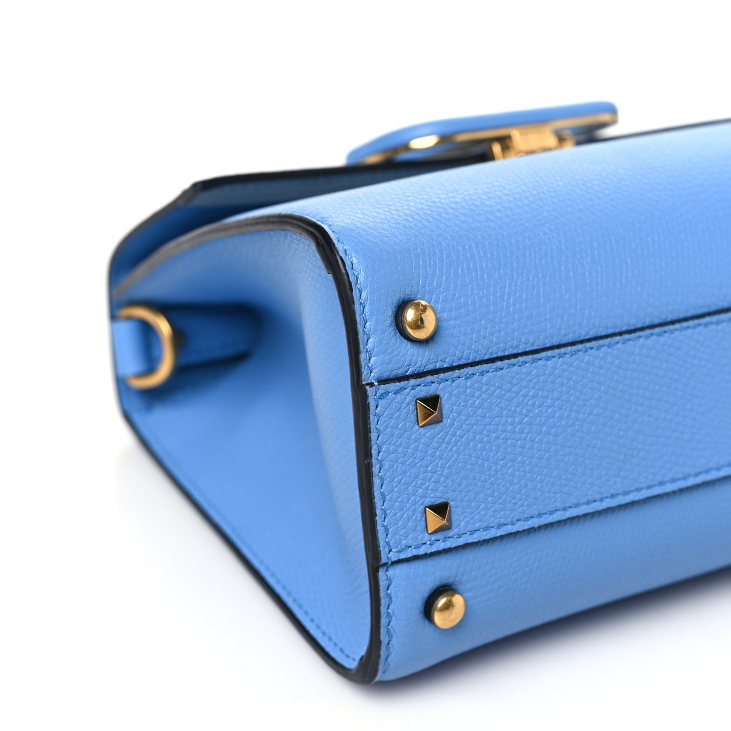 Grainy Calfskin Small VSling Top Handle Bag Blue