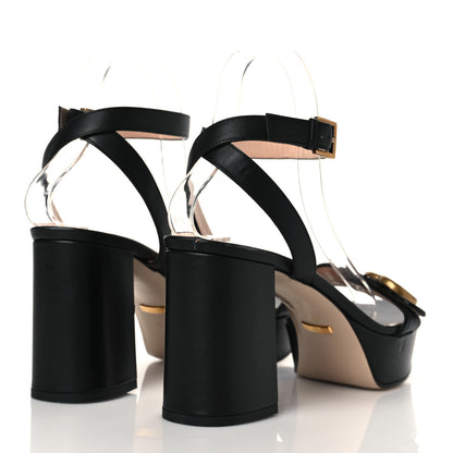 Gucci Calfskin GG Marmont Ankle Wrap 30/85mm Platform Sandals 39 Black 4 of 9