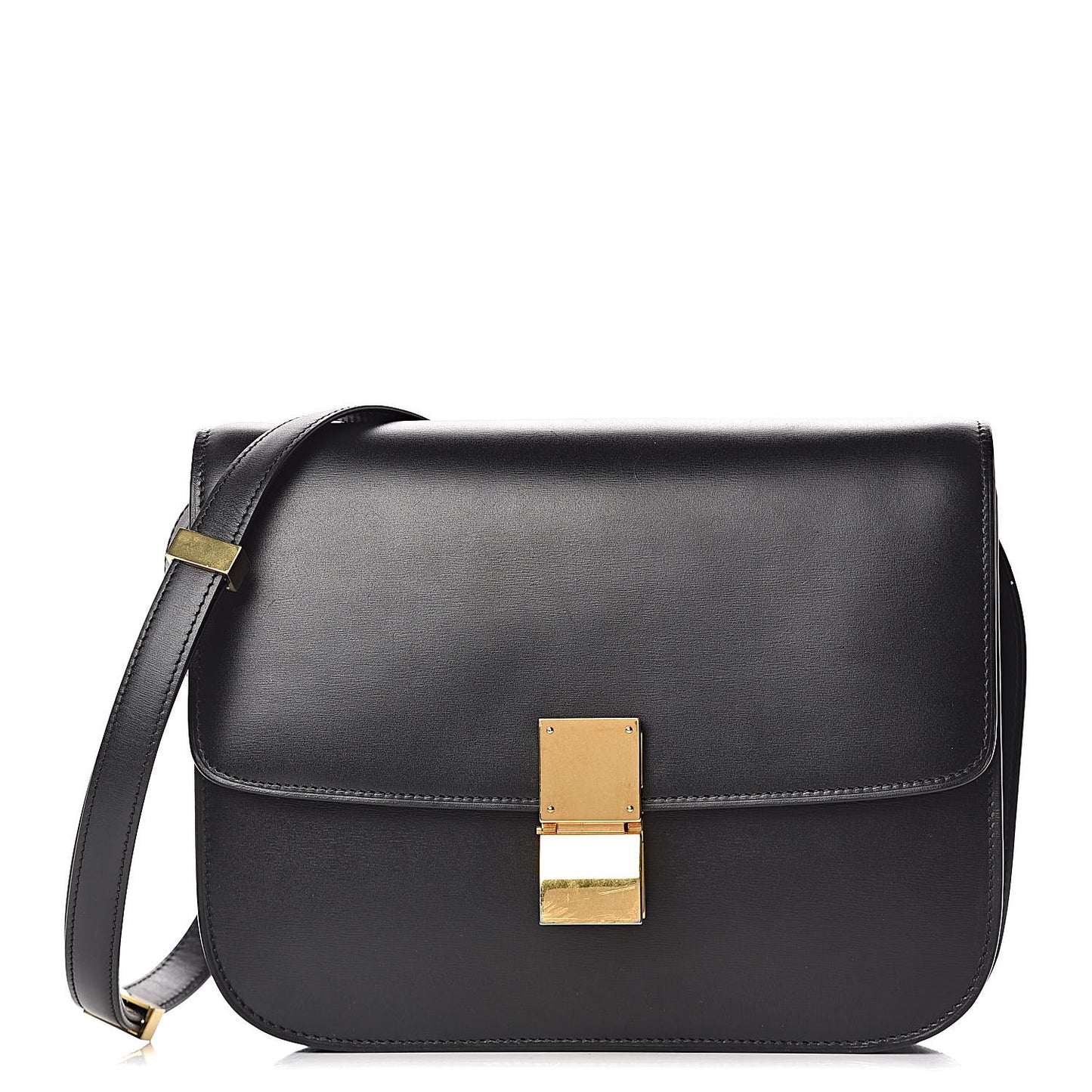 Box Calfskin Medium Classic Box Flap Bag Black