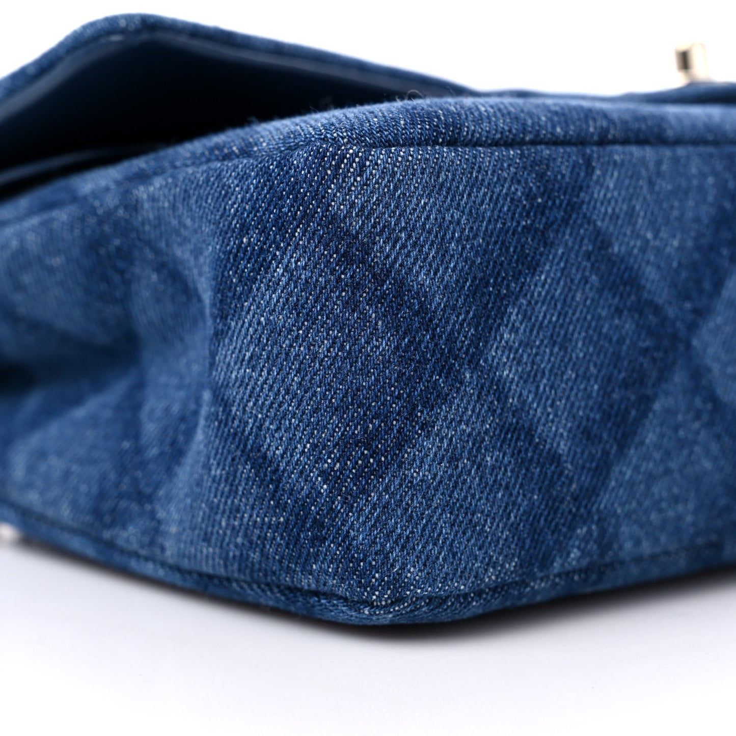 Printed Denim Quilted Medium Double Flap Dark Blue