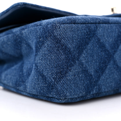 Chanel Printed Denim Quilted Medium Double Flap Dark Blue 7 of 9