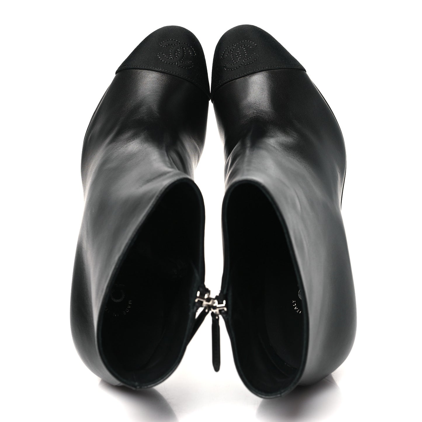 Lambskin Grosgrain Pearl Ankle Boots 40 Black