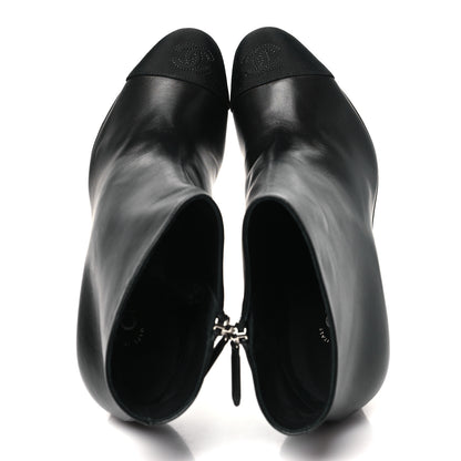 Chanel Lambskin Grosgrain Pearl Ankle Boots 40 Black 2 of 10