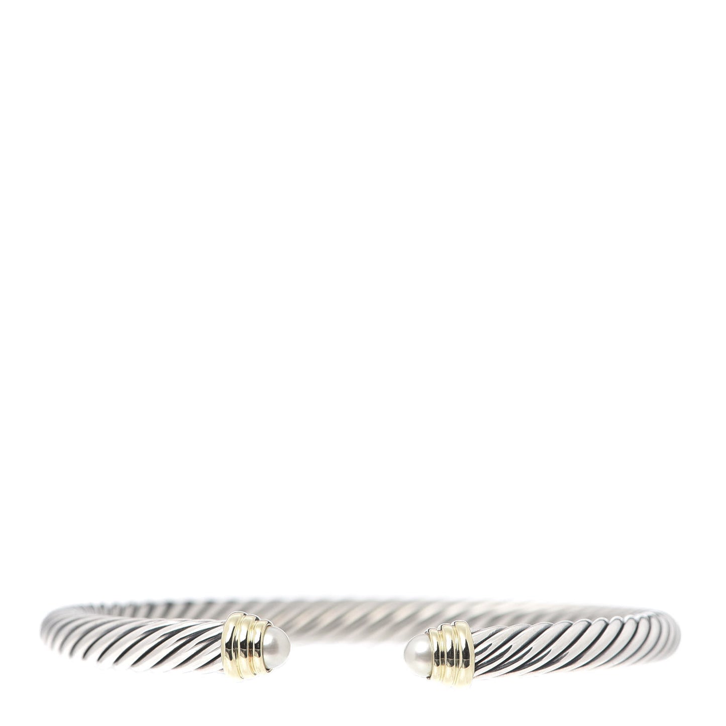 Sterling Silver 14K Yellow Gold Pearl 5mm Cable Classics Petite Color Bracelet