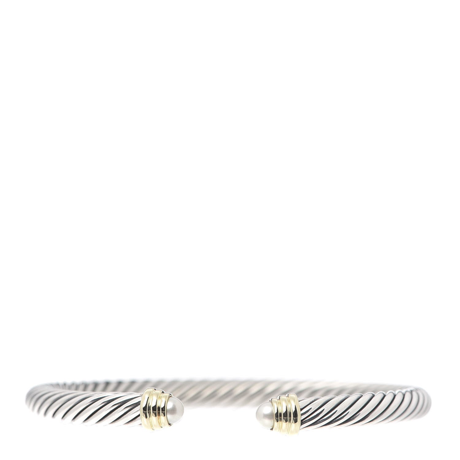 David Yurman Sterling Silver 14K Yellow Gold Pearl 5mm Cable Classics Petite Color Bracelet 1 of 5