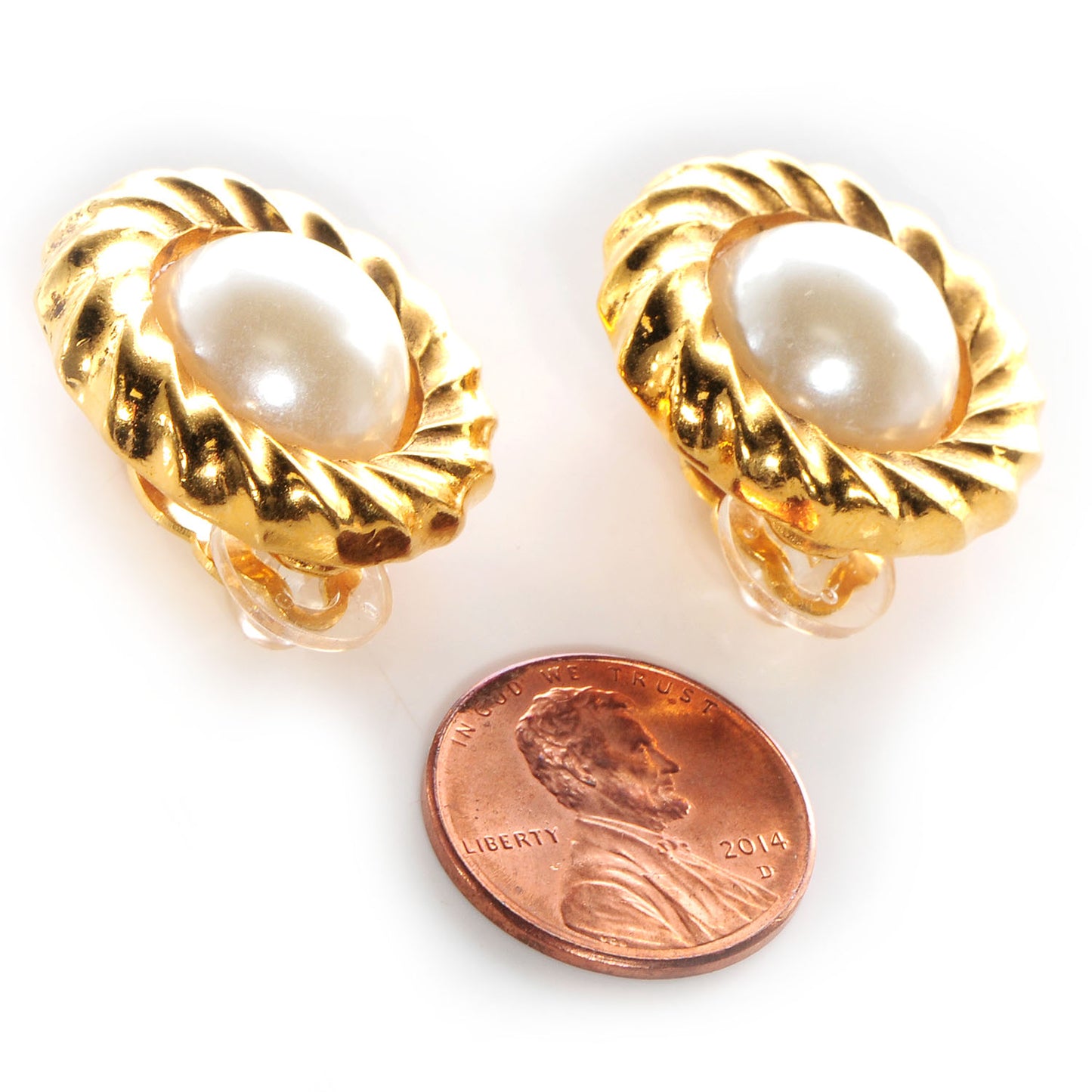 Pearl Clip On Earrings Gold