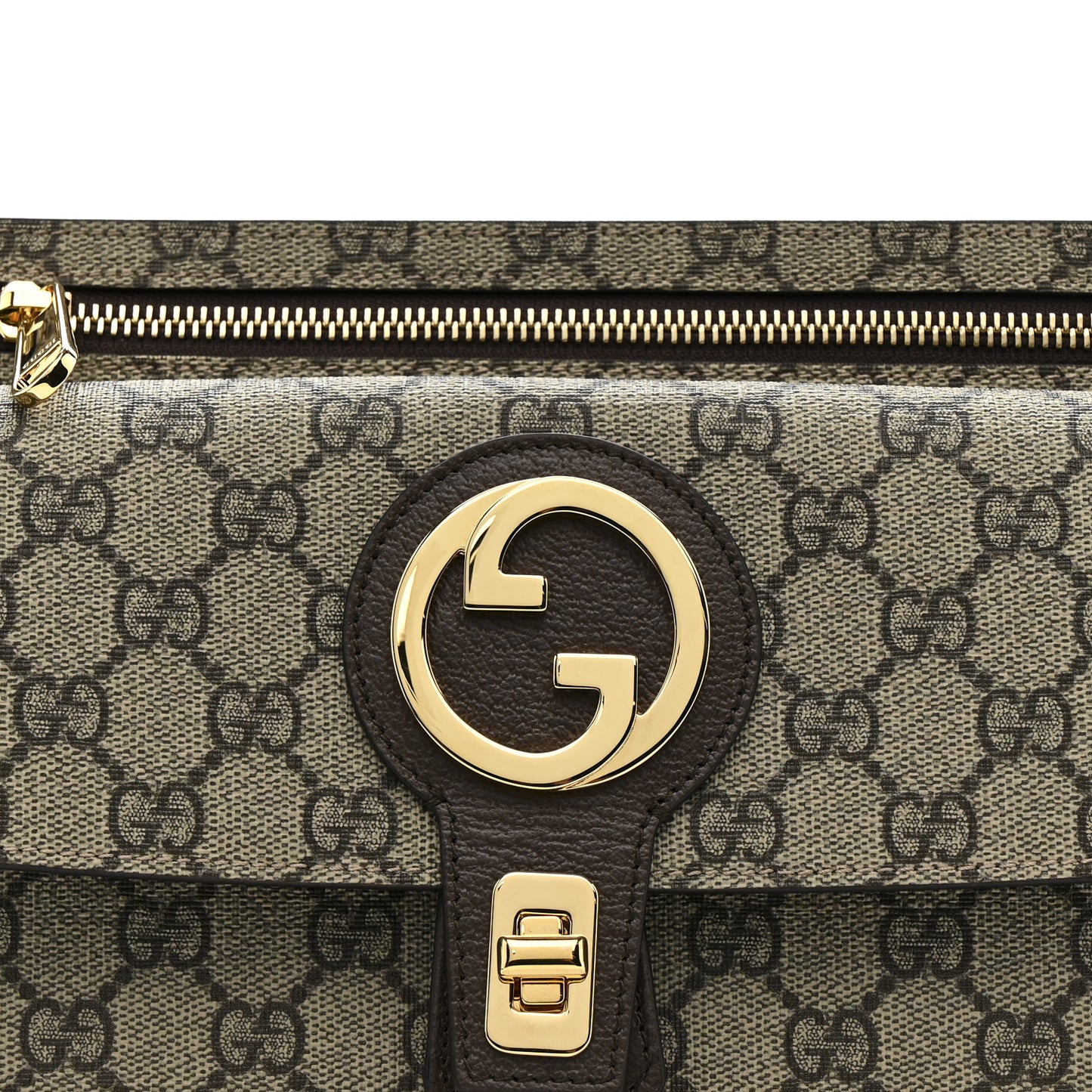 GG Supreme Monogram Textured Dollar Calfskin Blondie Belt Bag Beige Ebony New Acero