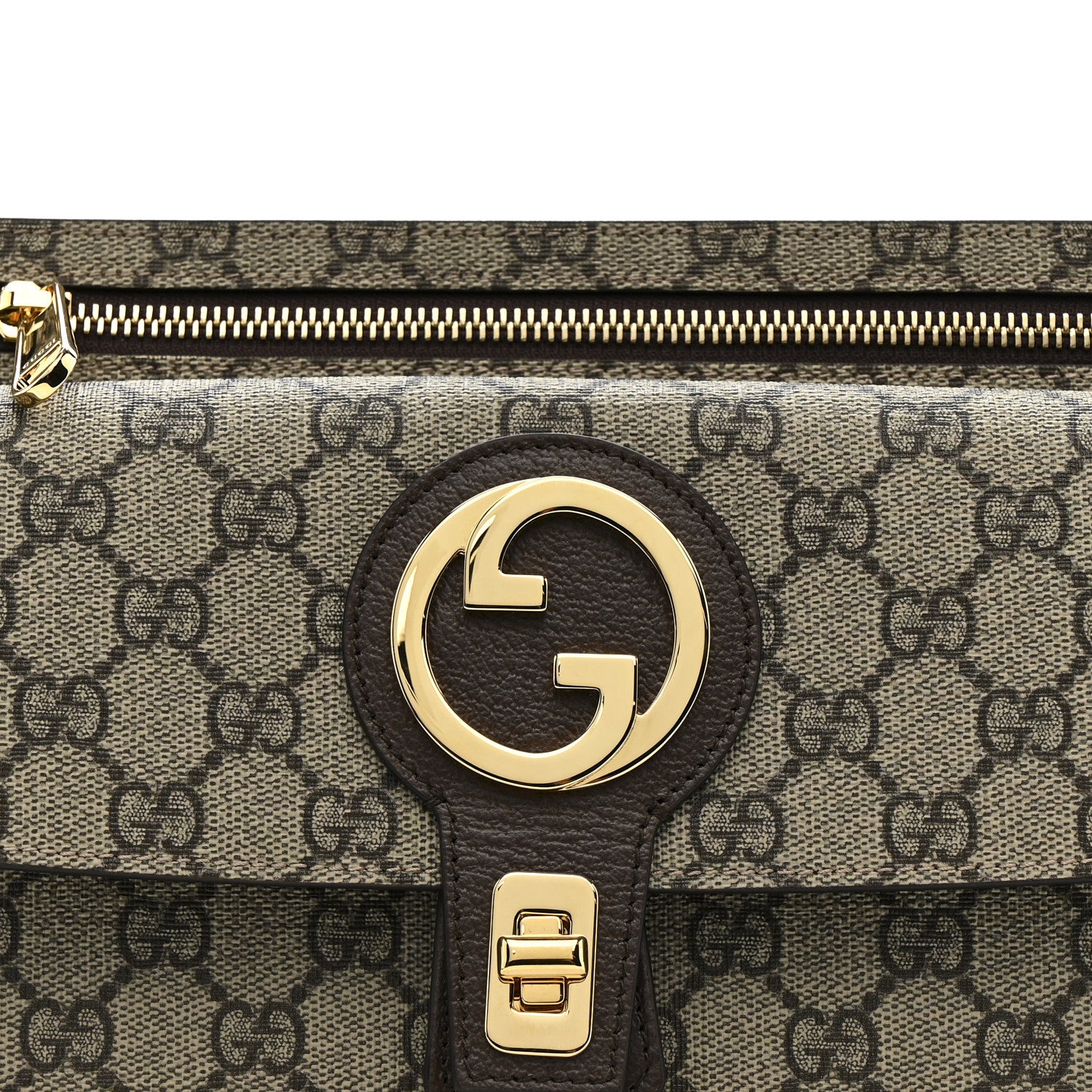 Gucci GG Supreme Monogram Textured Dollar Calfskin Blondie Belt Bag Beige Ebony New Acero 9 of 11