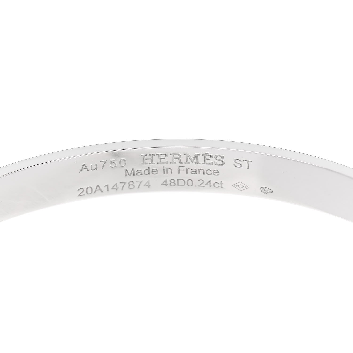 Hermes 18K White Gold Diamond PM Collier De Chien Bracelet ST 3 of 4
