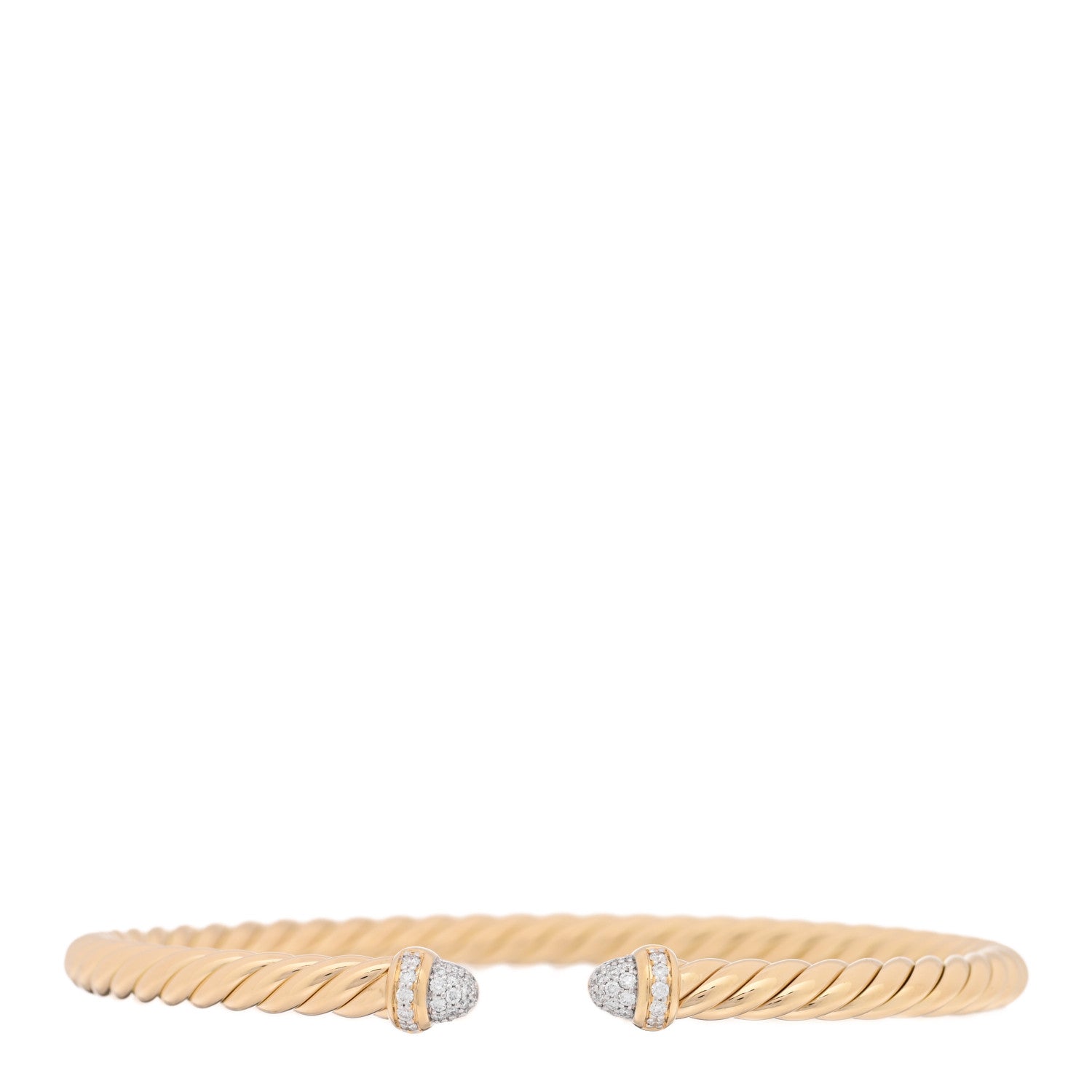 David Yurman 18K Yellow Gold Diamond 5mm Classic Cablespira Bracelet 1 of 3