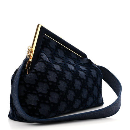 Fendi Denim Karligraphy Embroidered Medium Fendi First Blue 3 of 10