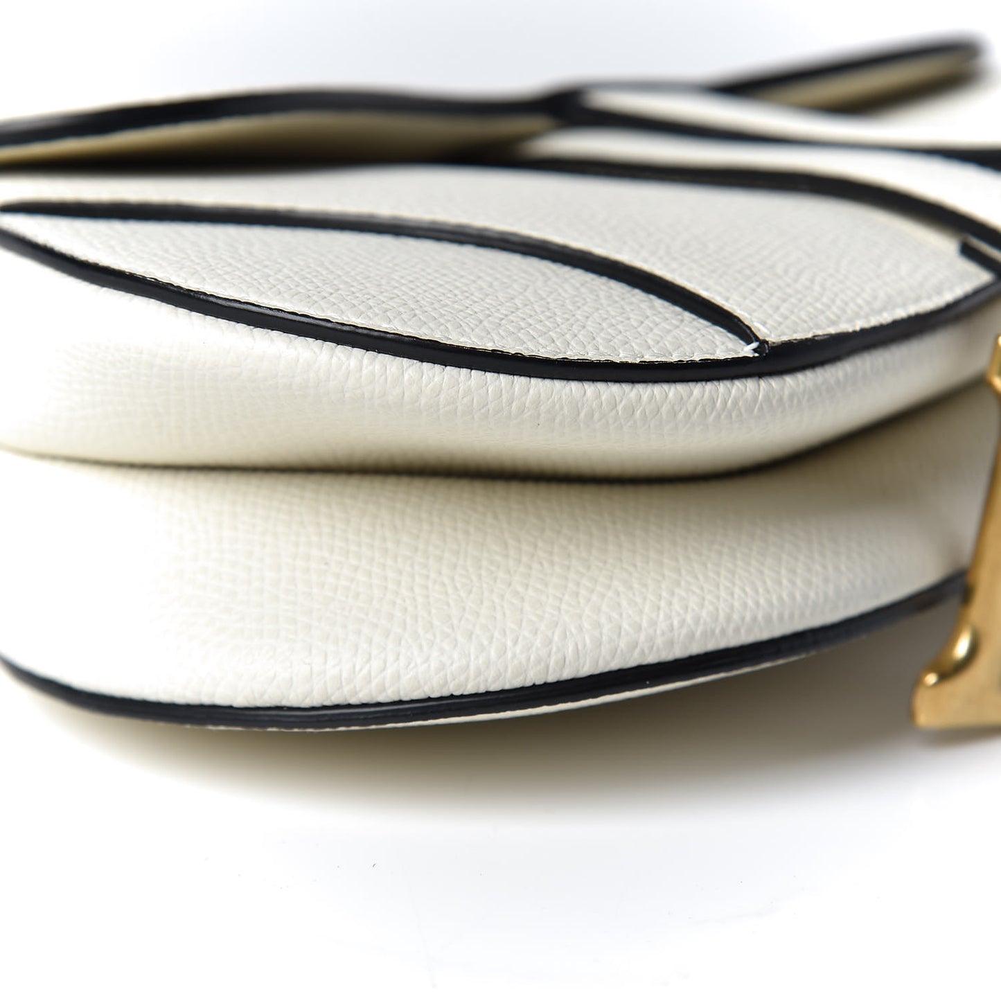 Grained Calfskin Mini Saddle Bag White