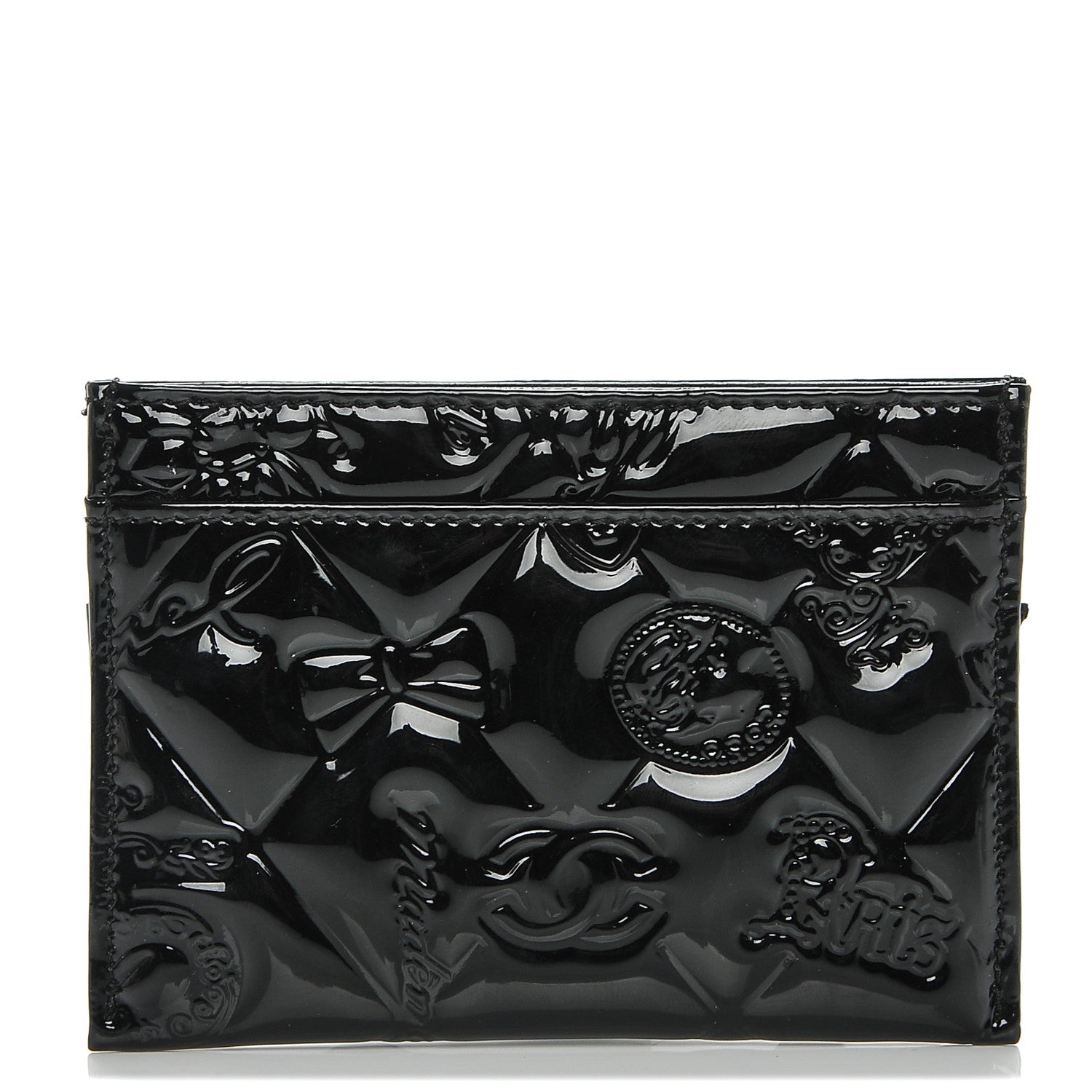 Chanel Patent Calfskin Lucky Symbols Card Holder Case Black 1 of 8