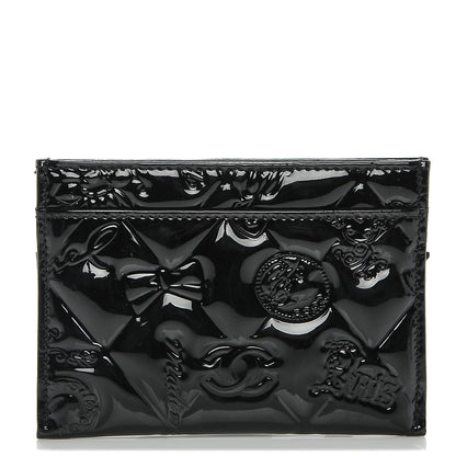Chanel Patent Calfskin Lucky Symbols Card Holder Case Black 1 of 8