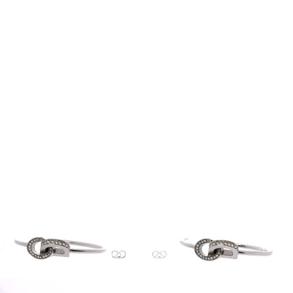 Christian Dior Metal Crystal CD Lock Hoop Earrings Silver 3 of 4