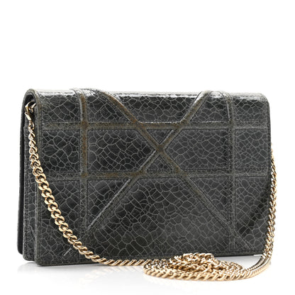Christian Dior Ceramic Effect Deerskin Bag Wallet on Chain Dark Grey 3 of 9