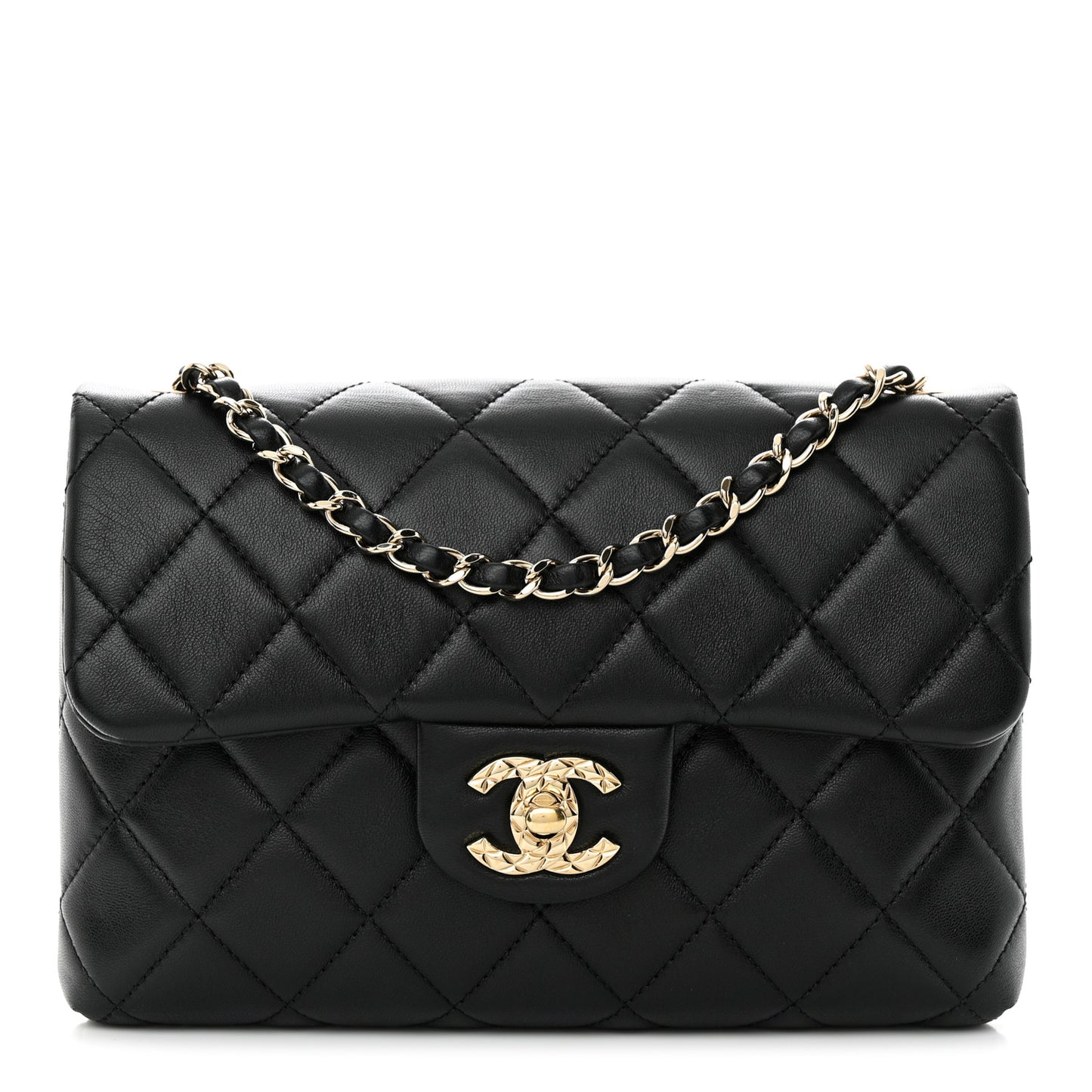 Lambskin Quilted CC Pocket Clutch With Chain Black