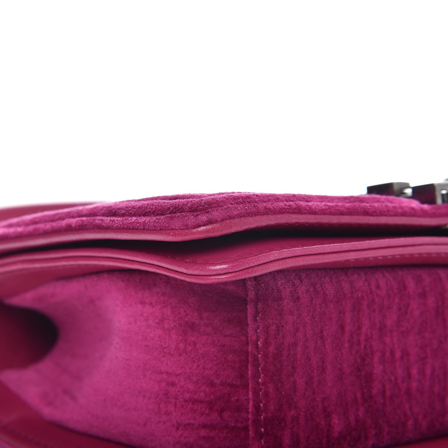 Velvet Quilted Small Boy Flap Fuchsia