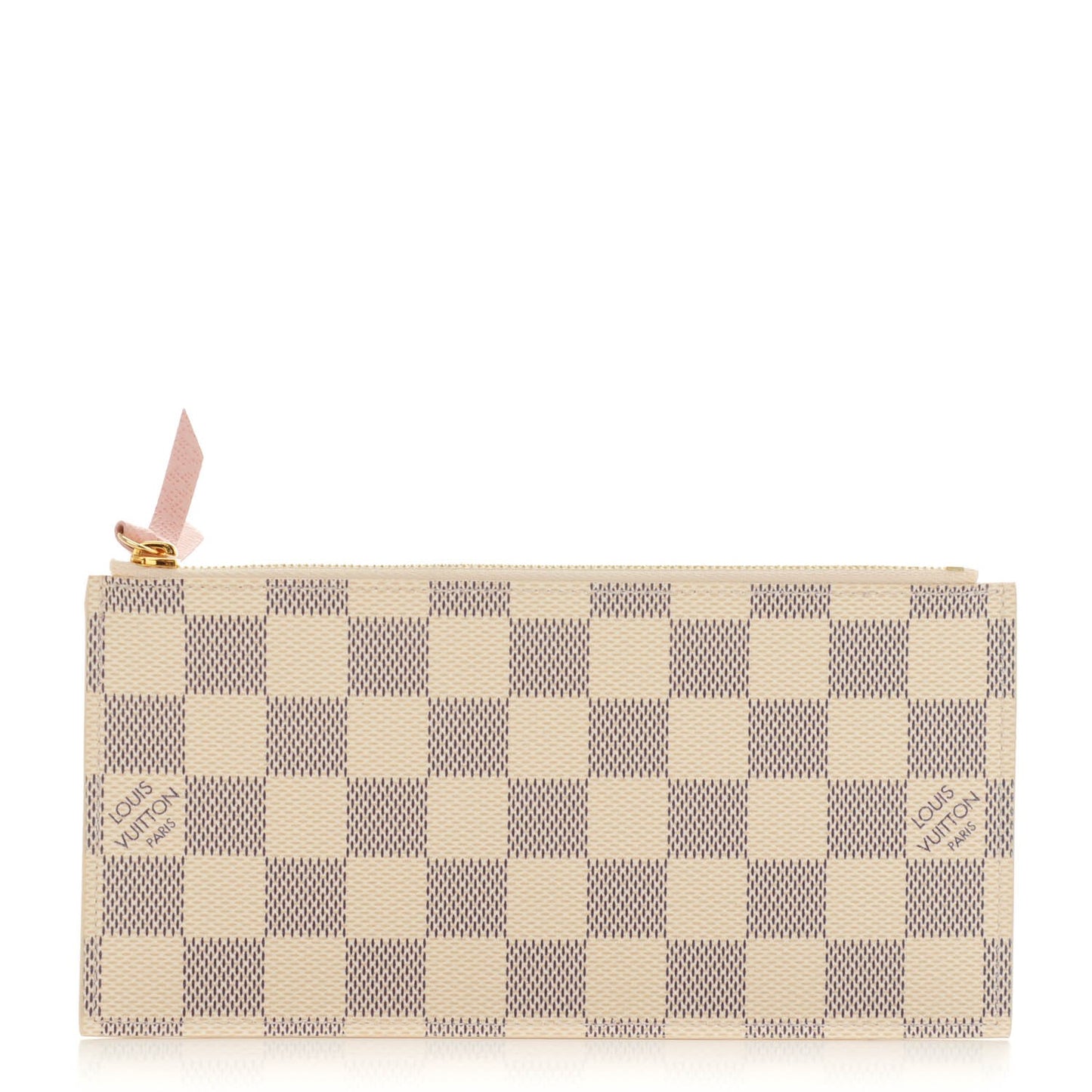 Damier Azur Felicie Chain Wallet Zippered Insert Rose Ballerine
