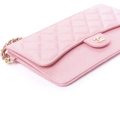 Chanel Iridescent Caviar Quilted Classic Pouch With Handle Rose Pink 8 of 10