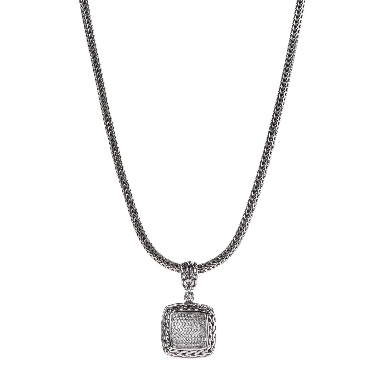 Sterling Silver Diamond Classic Chain Enhancer Pendant Necklace