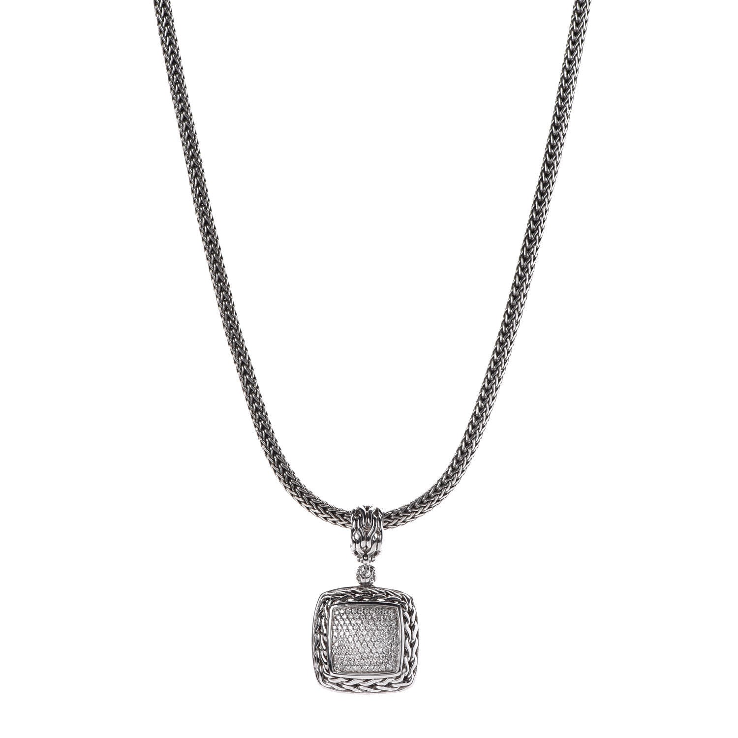 John Hardy Sterling Silver Diamond Classic Chain Enhancer Pendant Necklace 1 of 7