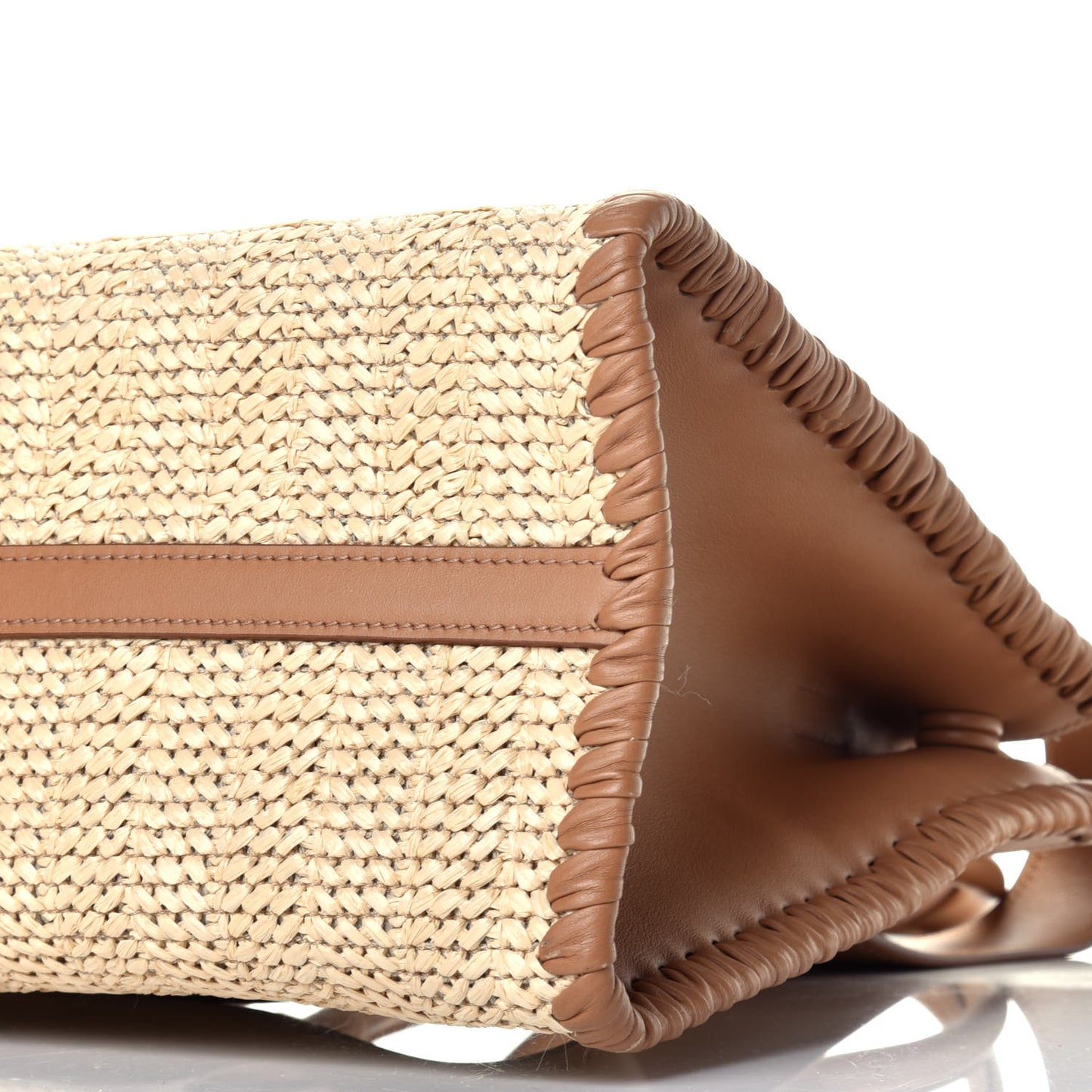 Raffia City Calfskin Whipstitch Medium Paradigme Bag Naturale Caramel