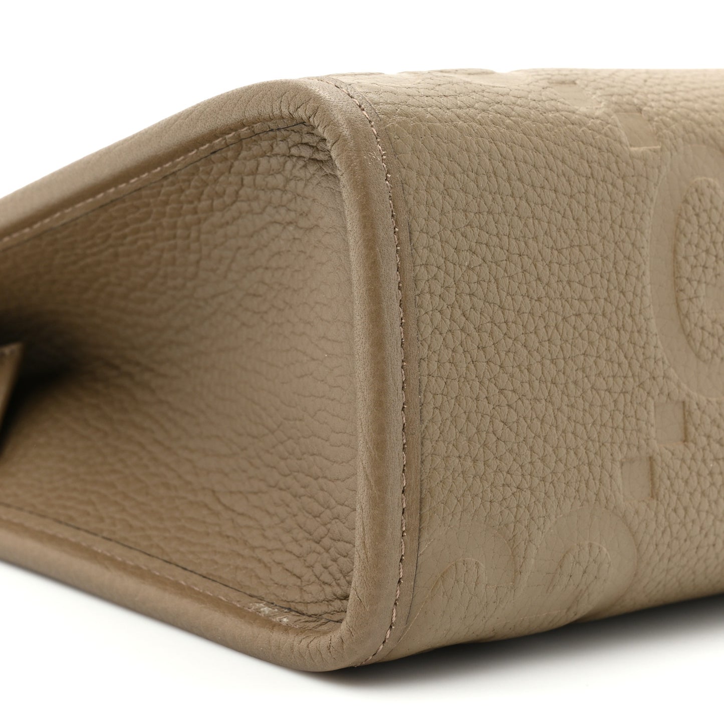 Piuma Calfskin Jumbo GG Embossed Pouch Good Taupe