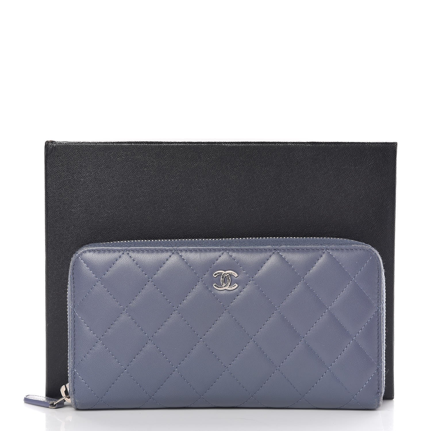 Chanel Lambskin Quilted Large Gusset Zip Around Wallet Lavender 15 of 15