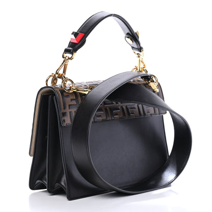 Fendi Vitello Liberty Bi-Color FF 1974 Embossed Kan I Shoulder Bag Black Maya 2 of 4