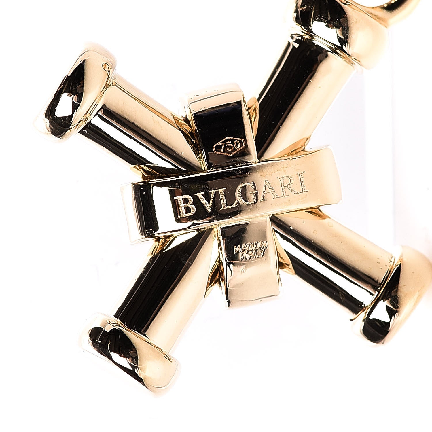 Bulgari 18K Yellow Gold Diamond Cross Pendant 4 of 4