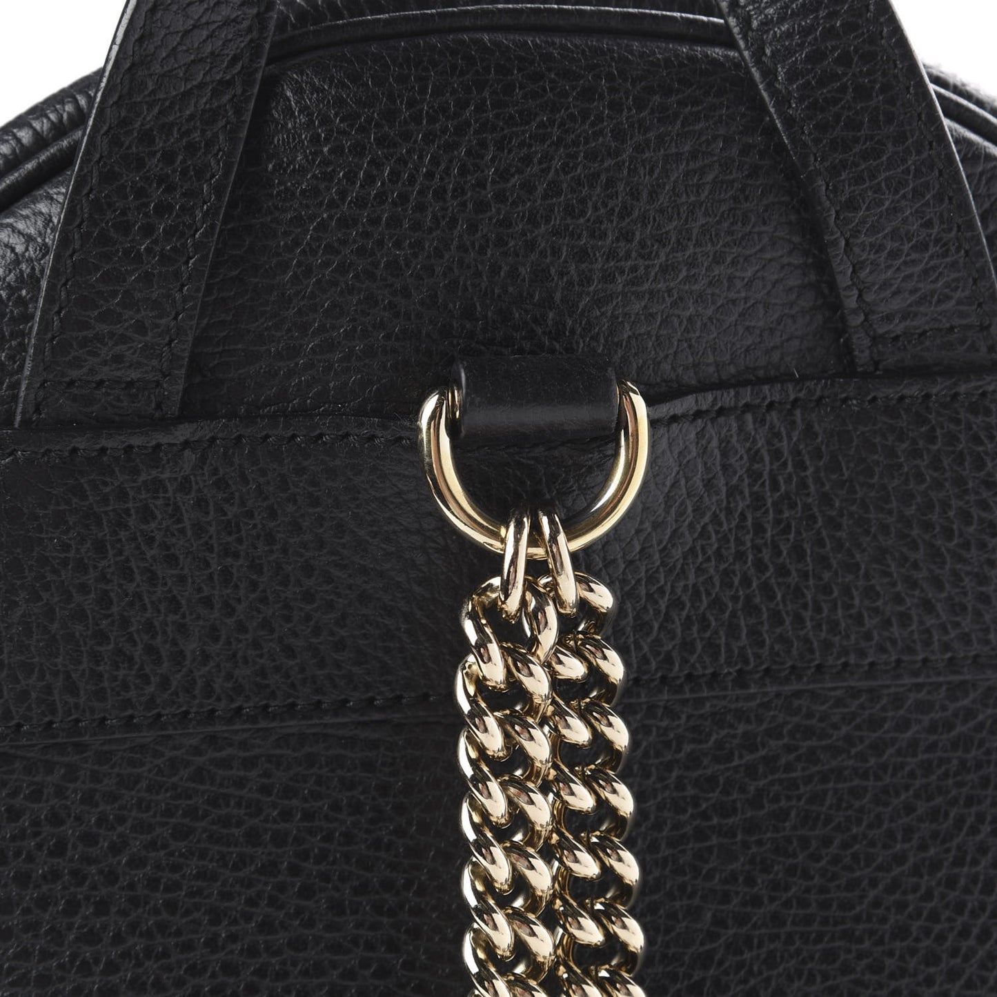 Pebbled Calfskin Soho Chain Backpack Black