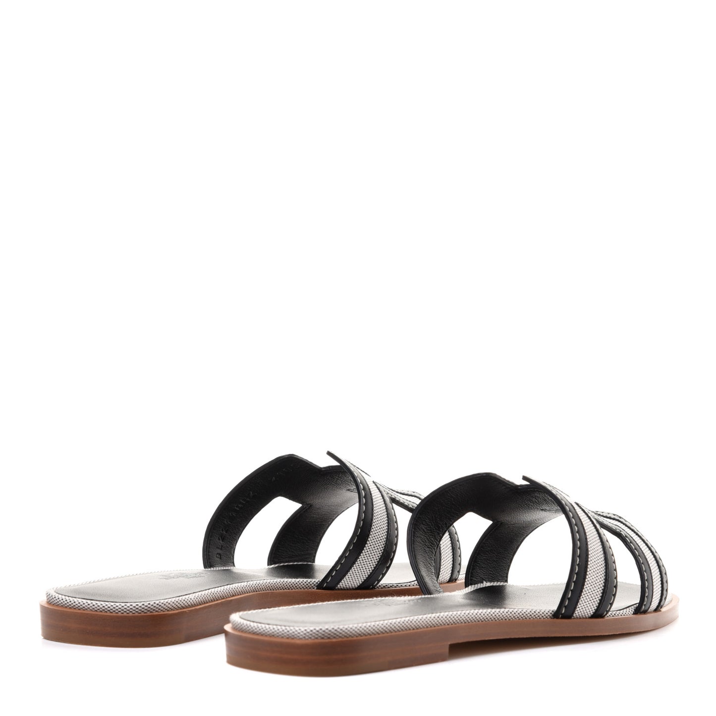 Calfskin Canvas Oran Sandals 37 Black