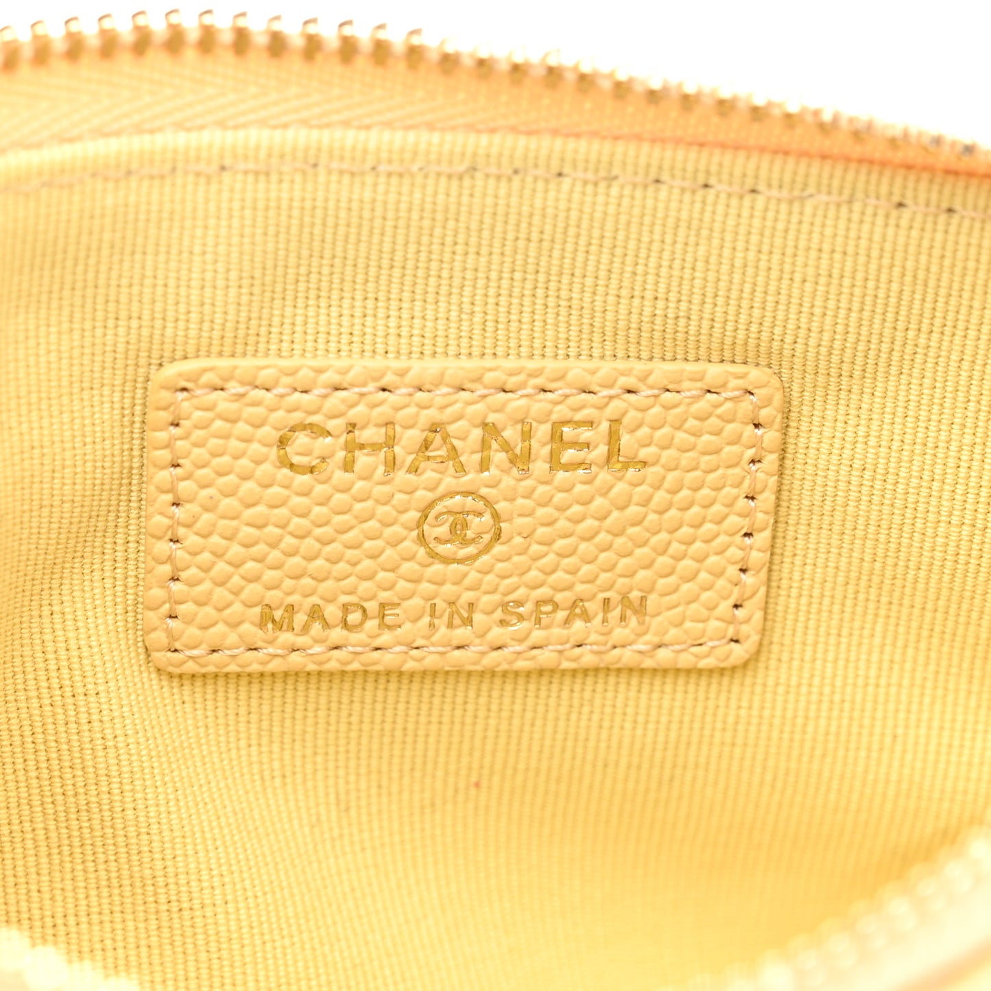 Caviar Quilted Small Cosmetic Case Yellow