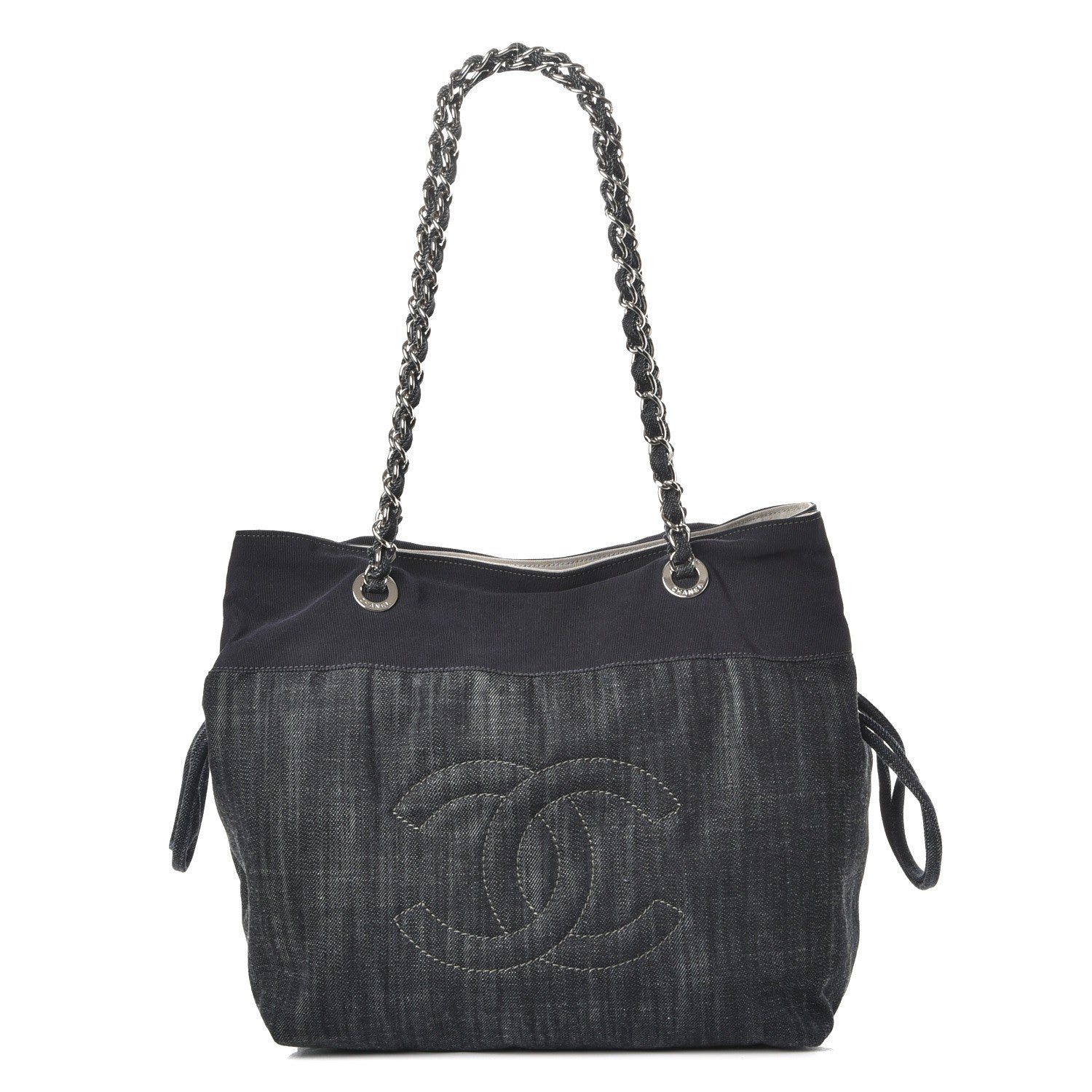 Chanel Denim Grosgrain Drawstring Tote Blue 1 of 7