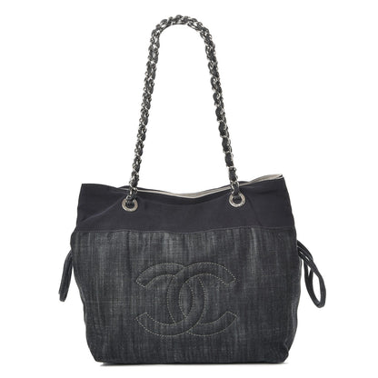 Chanel Denim Grosgrain Drawstring Tote Blue 1 of 7