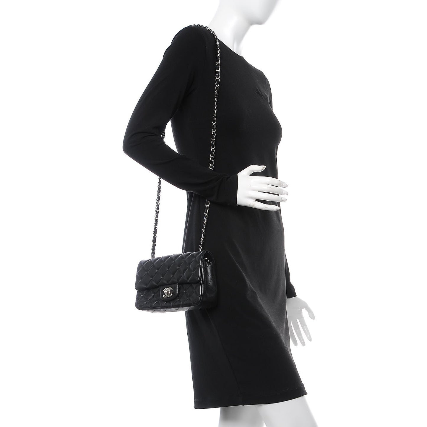 Lambskin Quilted Mini Rectangular Flap Black