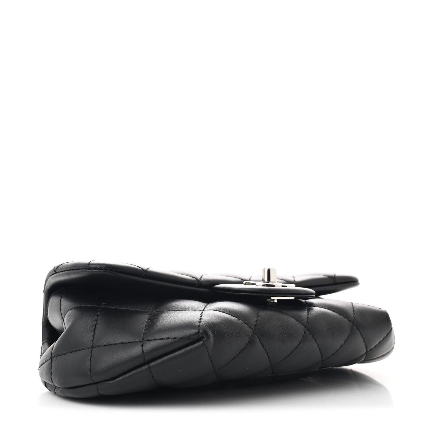 Calfskin Quilted CC Uniform Flap Belt Bag Black