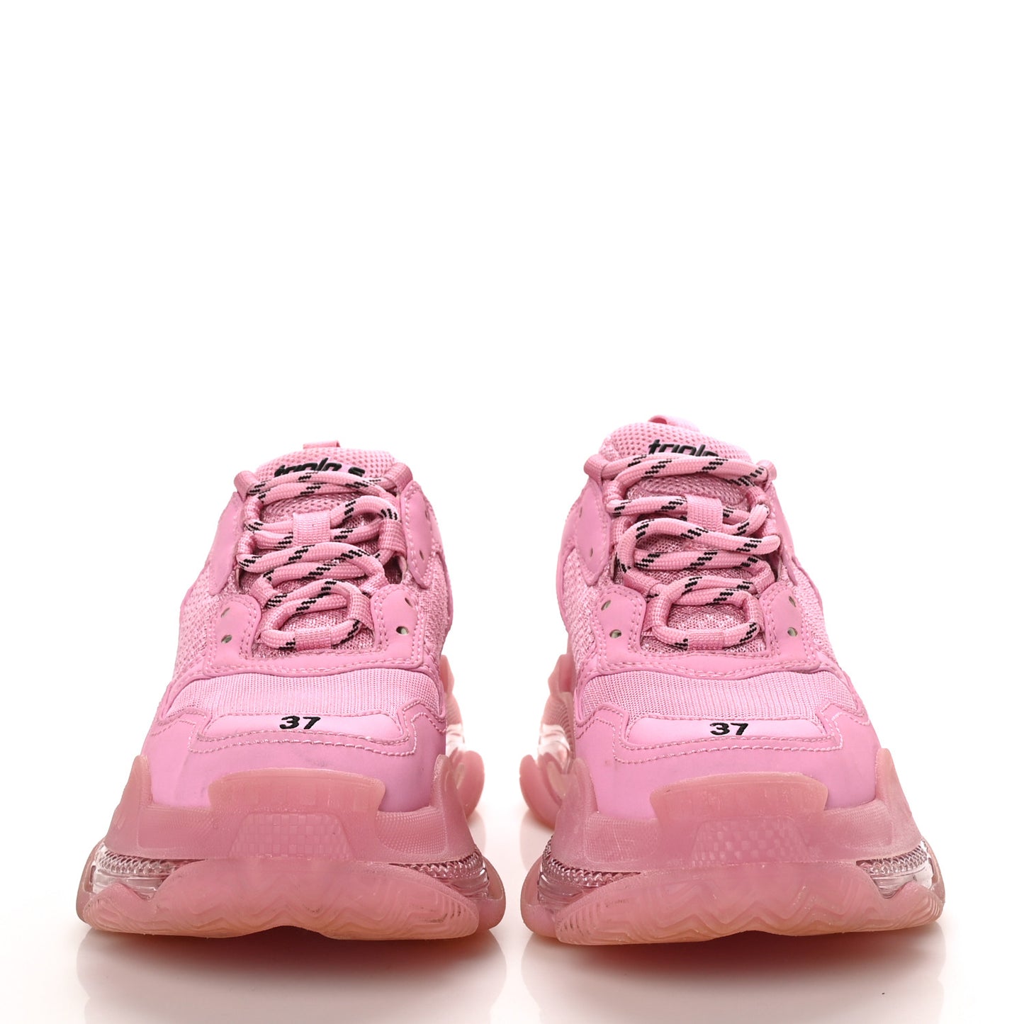 Fabric Mesh Clear Sole Womens Triple S Sneakers 37 Pink