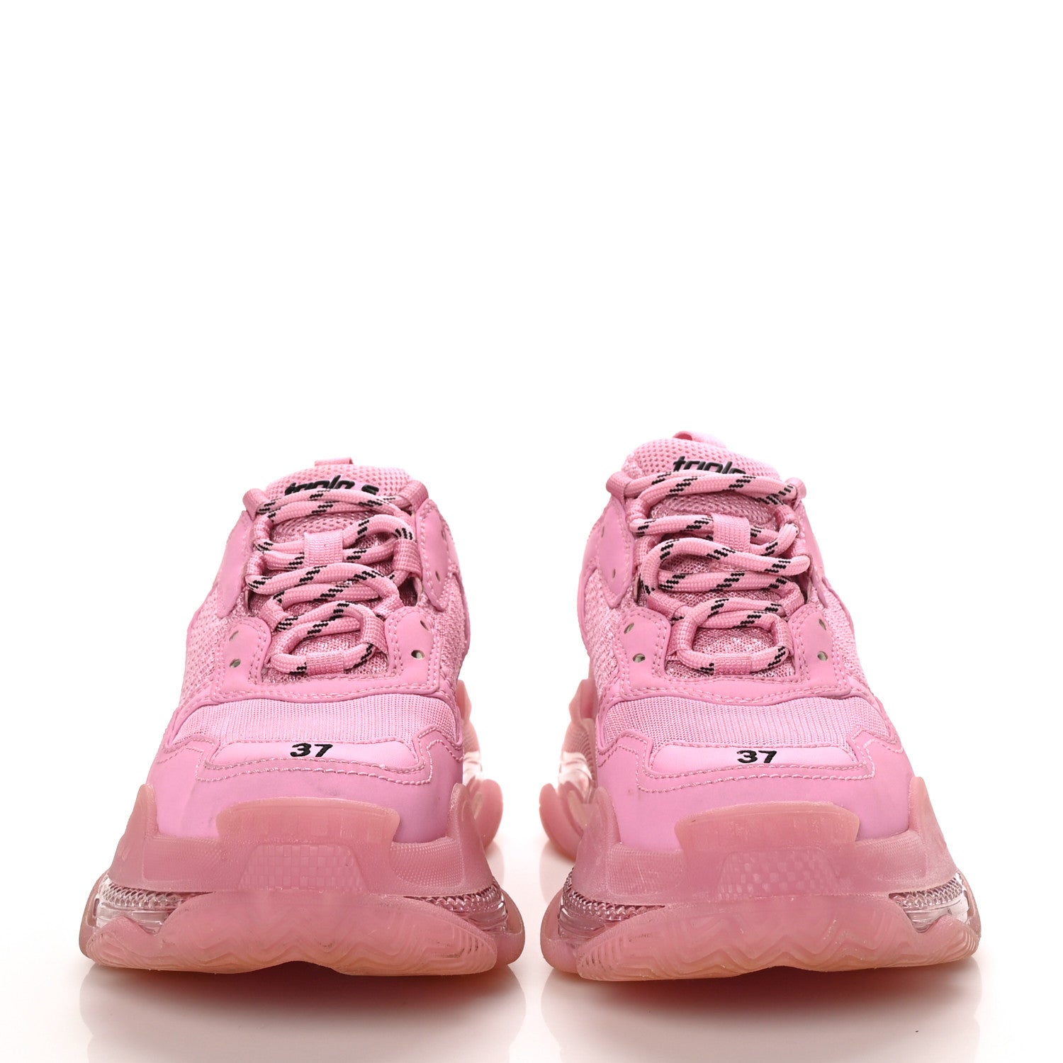 Balenciaga Fabric Mesh Clear Sole Womens Triple S Sneakers 37 Pink 2 of 7