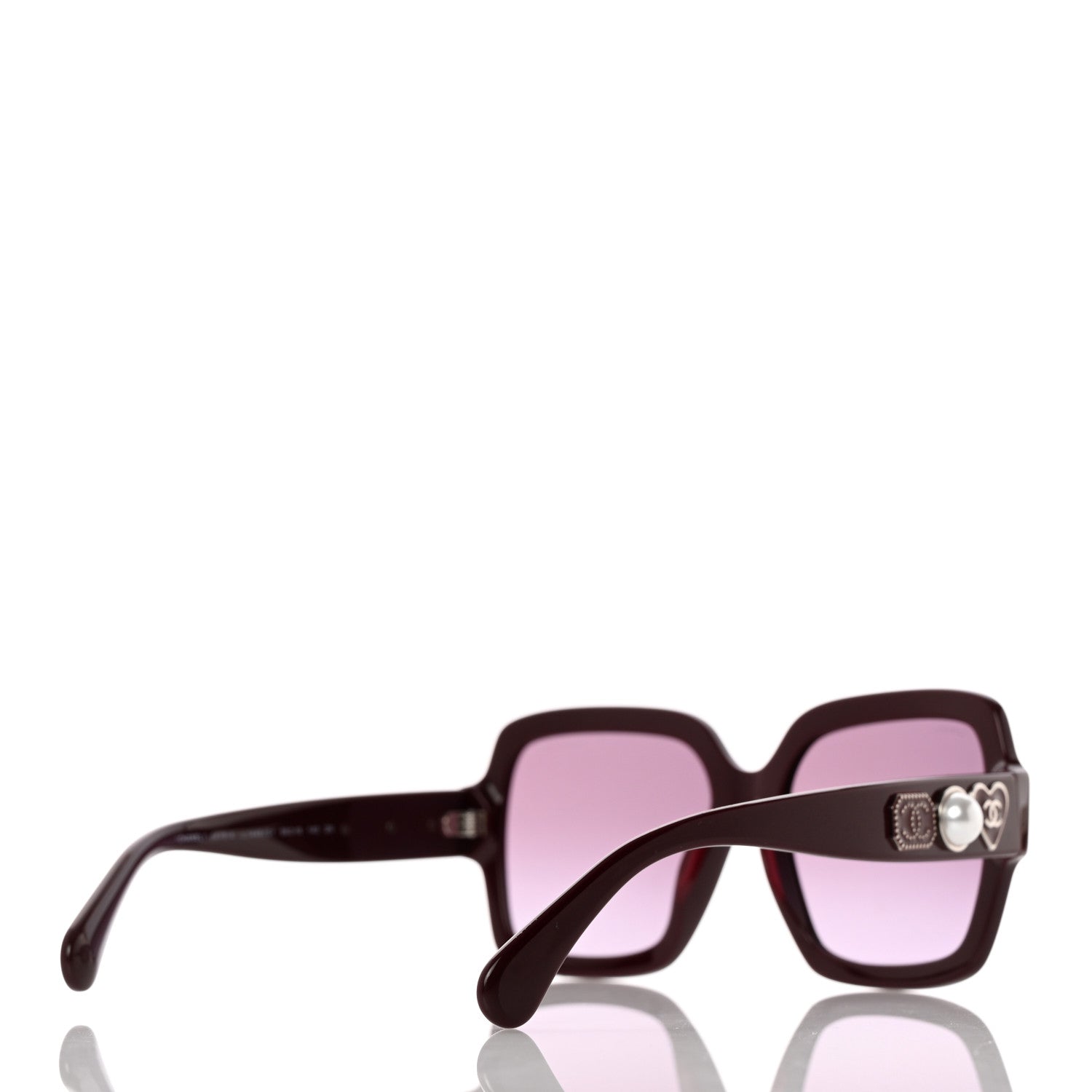 Chanel Acetate Charms Pearl Square Sunglasses 5479-A Burgundy 4 of 8